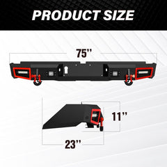 Truck Steel Rear Bumpers Compatible with 2014-2021 Toyota Tundra with Paintable Armor | Yzona