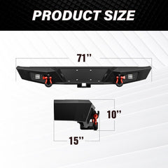 Pickup Truck Rear Bumper Compatible with 2015-2017 Nissan Navara NP 300 - Yzona