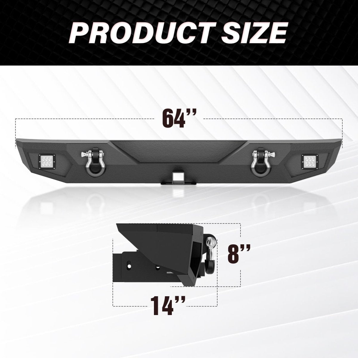 Replacement Truck Bumpers Compatible with 2007-2018 Jeep Wrangler JK JKU Unlimited 2/4 Doors - Yzona