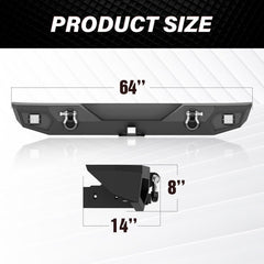 Replacement Truck Bumpers Compatible with 2007-2018 Jeep Wrangler JK JKU Unlimited 2/4 Doors - Yzona