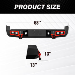 for Tacoma Steel Rear Bumper Compatible with 2005-2015 Toyota Tacoma | Yzona