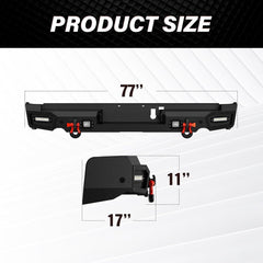 Rear Steel Bumpers for Ram 1500 Compatible with 2019-2025 Dodge Ram 1500 (Excluding Ram 1500 Classic) | Yzona