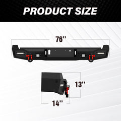 for Rear F350 Bumpers with Winch Compatible with 2017-2022 4th Gen Ford F250 F350 F450 with Paintable Armor | Yzona