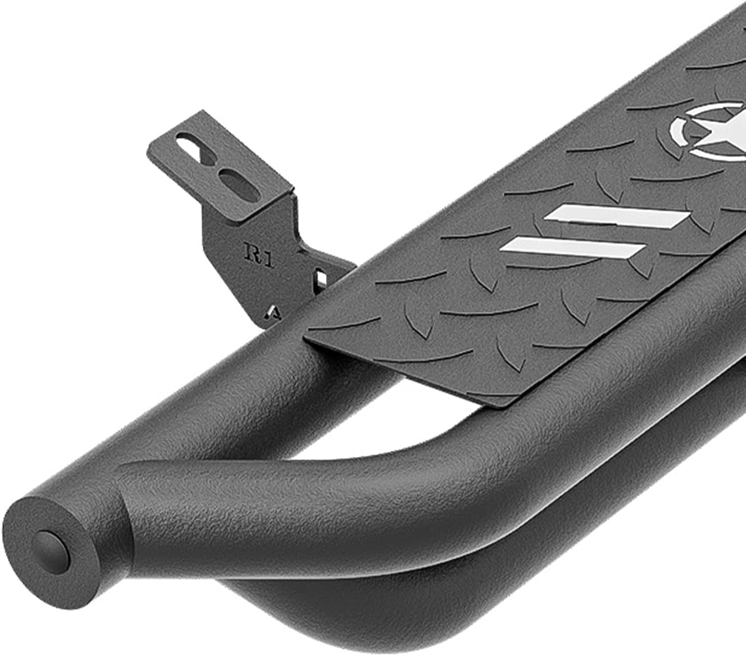 for Tacoma Running Boards Compatible with 2005-2023 Toyota Tacoma Double Cab & Crew Cab (4 Full-Size Doors), White Star Logo Side Steps Heavy Duty Steel Nerf Bar Side Rail Rock Sliders (Black)