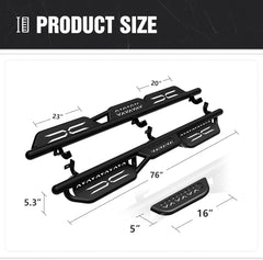 Running Boards Compatible for 2009-2018 Dodge Ram 1500 (Included 2019-2024 1500 Classic), 2010-2024 Ram 2500 3500