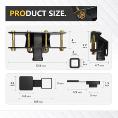 Tow Trailer Hitch Receiver Adapter with 4-Pin Wiring Harness | 07-18 Jeep Wrangler JK JKU Hitch Receiver with Cover | Yzona