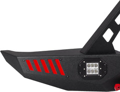 Front Bumper Compatible with 1984-2001 Jeep Cherokee XJ (2/4 Doors) Off-road Bumper Equipped with Paintable Decor, Winch Plate, 1 x 120W LED Light, 2 x 18W LED Lights & D-rings, Textured Black