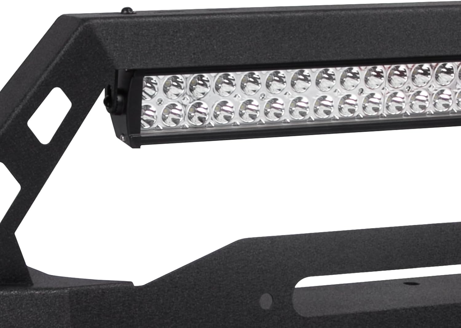 Front Bumper Compatible with 1984-2001 Jeep Cherokee XJ (2/4 Doors) Off-road Bumper Equipped with Paintable Decor, Winch Plate, 1 x 120W LED Light, 2 x 18W LED Lights & D-rings, Textured Black