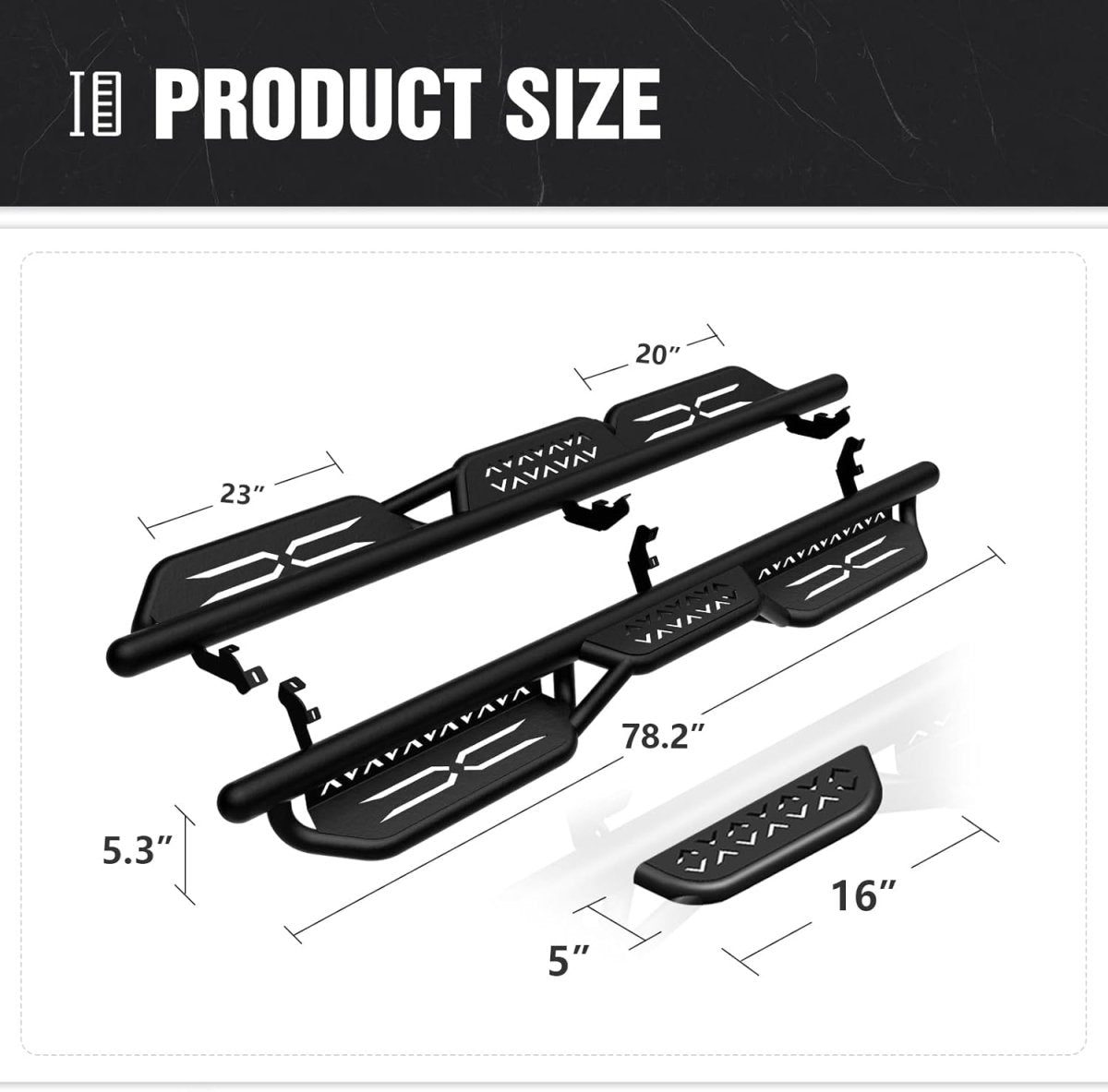 for Rigid Ford Ranger Running Boards Compatible with 2019-2025 Ford Ranger Supercrew Cab (4 Full Size Doors)| Yzona