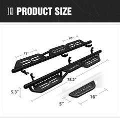 for Rigid Ford Ranger Running Boards Compatible with 2019-2025 Ford Ranger Supercrew Cab (4 Full Size Doors)| Yzona