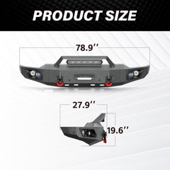 【YZONA】Front Bumper Compatible with Chevy Silverado 2500HD 3500HD 2020-2023 Winch, Winch Plate, Winch D-Rings, 5 LED Lights, Sensor Holes, License Frame