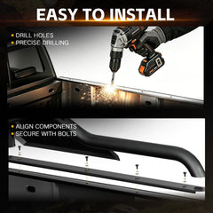 Yzona Adjustable Sport Roll Bar for Trucks, Carbon Steel with Built-in Cargo Basket & Brake Light, 56”-64” Fit, 660lbs Capacity, Compatible with Tacoma, Tundra, Frontier, Ridgeline, Titan, Gladiator JT, Colorado, Canyon & Universal Truck Beds