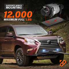 YZONA Steel Front Bumpers Compatible with 2014-2023 Lexus GX460, Winch Plate, 2 x LED Lights, License Plate Bracket, Black