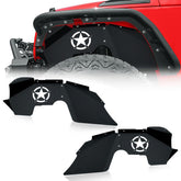 YZONA 2-Pc Front Inner Fender Liners Set for 2007-2018 Jeep Wrangler JK & JKU Unlimited 2/4 Doors, Automotive Bolt-On Rust-Proof Alloy Steel Debris Guards with Hardware, 2-Stage Powder-Coat Cover with Star Logo, Car Exterior Mud Flaps & Splash Guards