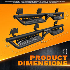 【Yzona】Crew Cab Running Boards Side Steps - Heavy Duty Carbon Steel Dual Layer Nerf Bars, Bolt-On Step Rails with 2 Stairs, Star Logo Black, Compatible with 2019-2026 Dodge Ram 1500 New Body Design, Enhance Traction & Easy Access to Roof
