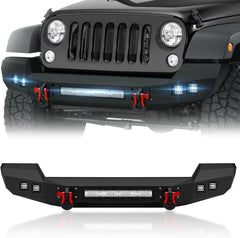 Full Width Front Bumpers Compatible with 2007-2024 Jeep Wrangler JK JL JKU JLU Unlimited Rock Crawler | Yzona