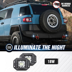 Super Duty Rear Bumpers for 2007-2014 Toyota FJ Cruiser 1st Gen with 2 x 18W LED Lights | Yzona