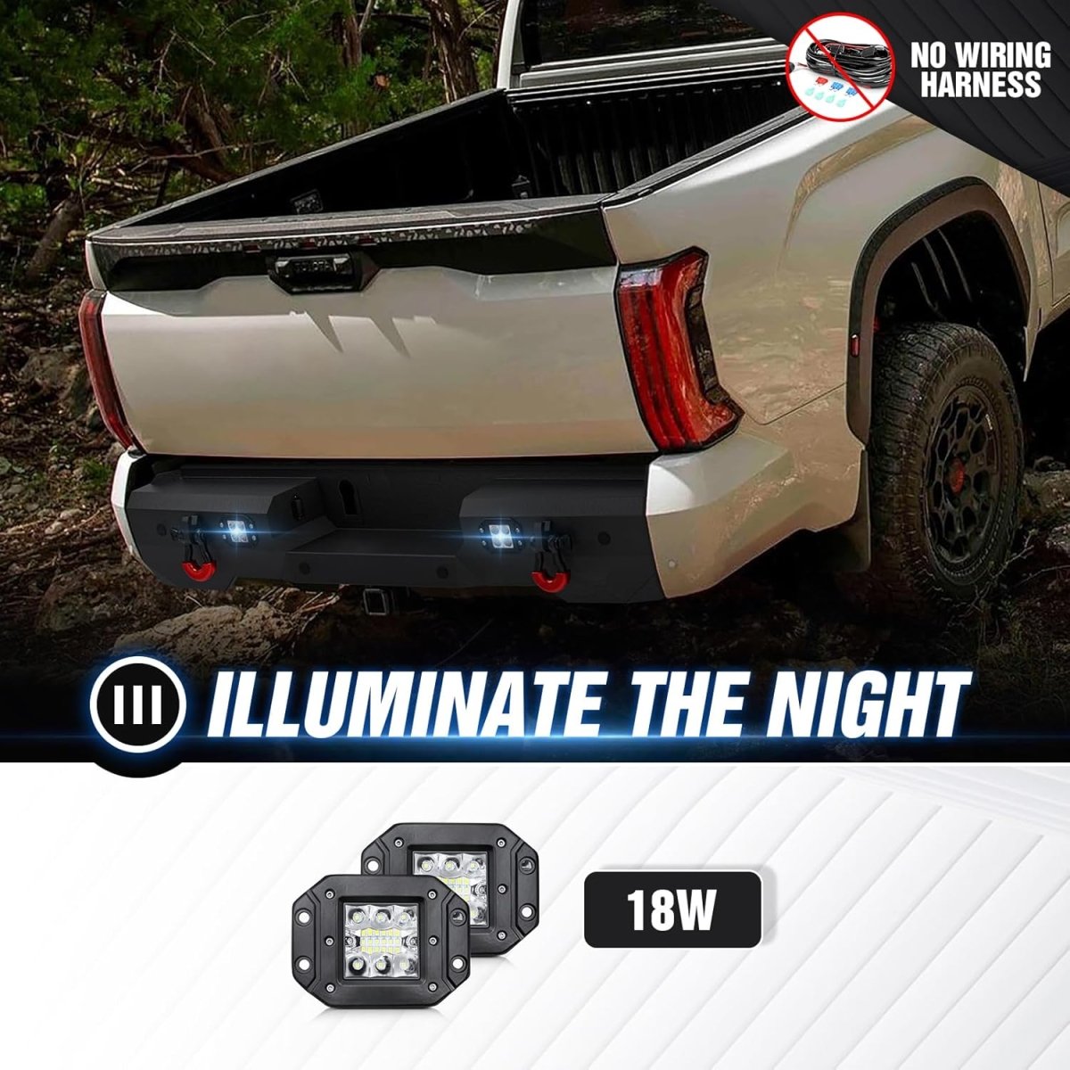 New Truck Rear Bumpers Compatible with 2022-2024 Toyota Tundra with LED Lights | Yzona
