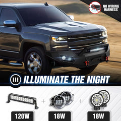 Off Road Truck Front Bumper for 2016-2018 Chevy Chevrolet Silverado 1500 with Winch Plate | Yzona