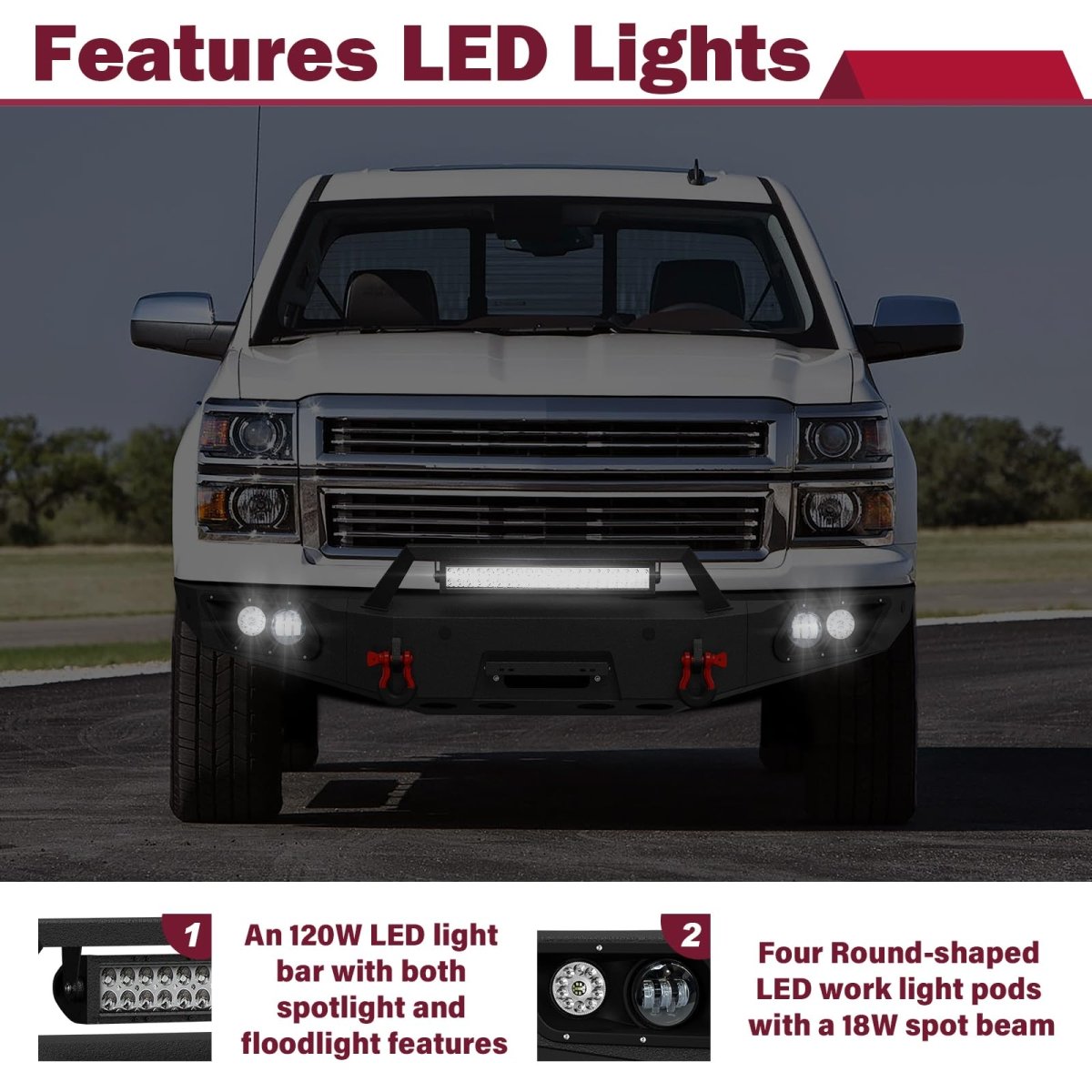 Aftermarket Bumpers for Trucks Compatible with 2014 2015 Chevy Silverado 1500