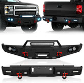 Aftermarket Truck Front Rear Bumper for 2014-2015 2nd Gen Chevy Silverado 1500 Pickup with Winch/LED Lighting | Yzona