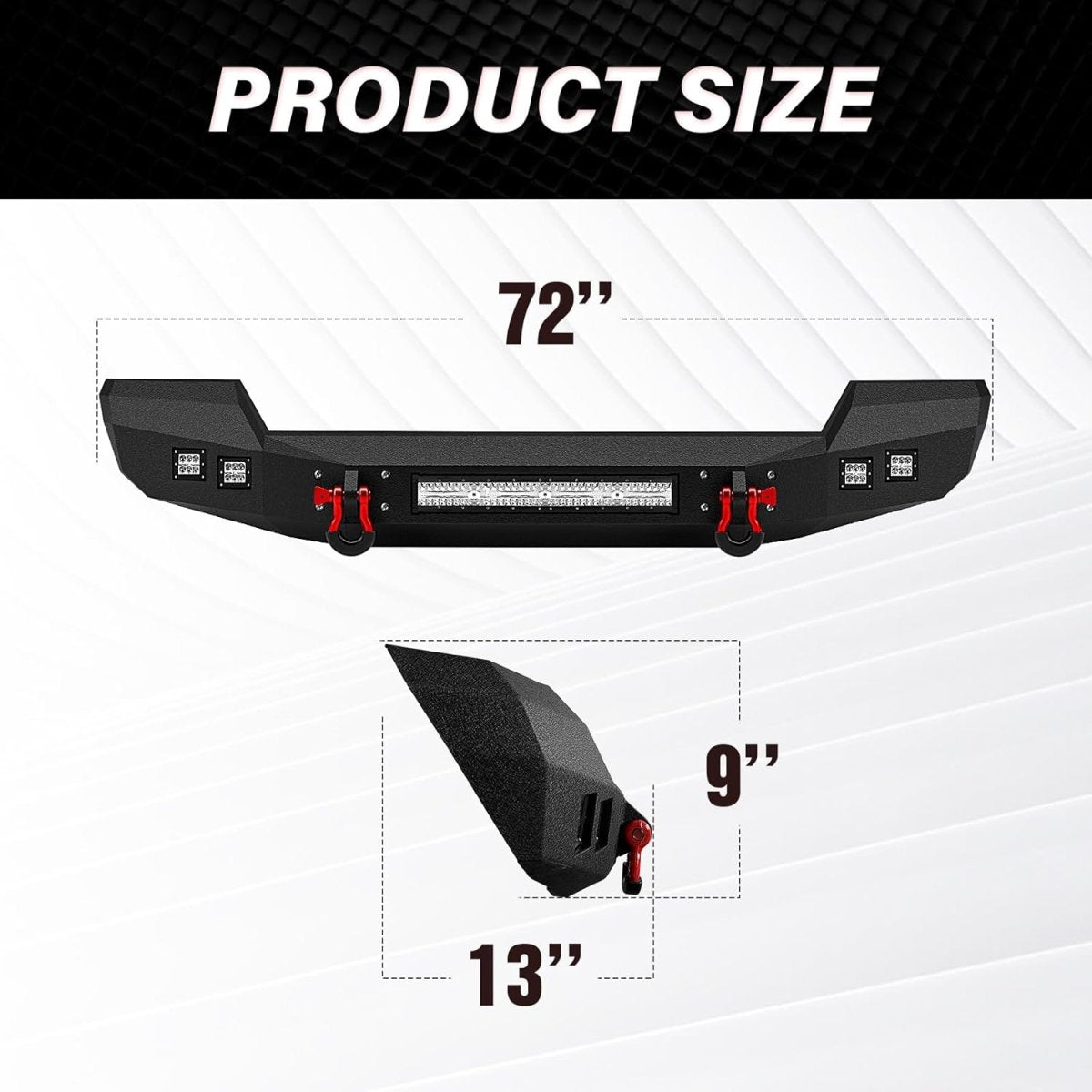 Full Width Front Bumpers Compatible with 2007-2024 Jeep Wrangler JK JL JKU JLU Unlimited Rock Crawler | Yzona