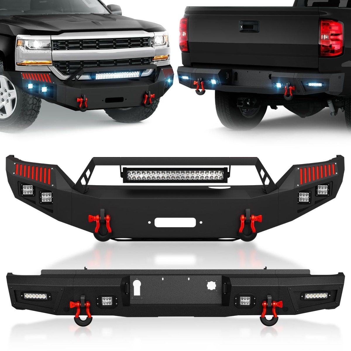 for Aftermarket Chevy Bumpers Compatible with 2016-2018 Chevrolet Silverado 1500 with Winch Plate | Yzona
