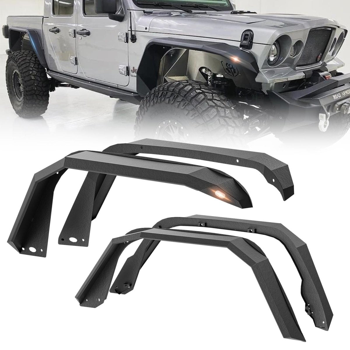 Truck Wheel Fender Flares Compatible with 2020-2024 Jeep Gladiator JT | Yzona