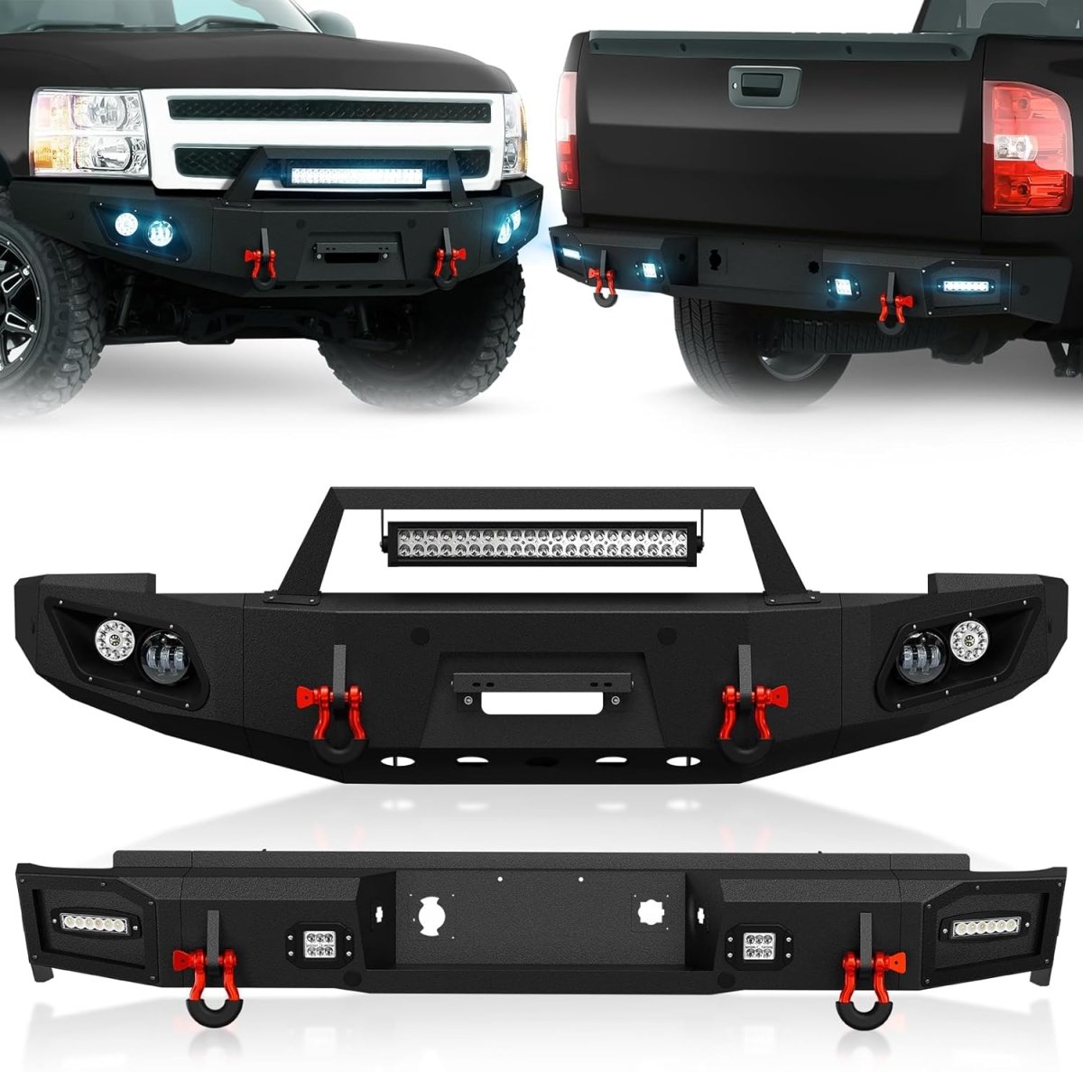 Front Bumpers for Chevy Silverado 1500 2007-2013 2nd Gen Chevy Silverado 1500 Pickup Truck Bumper w/Winch Plate | Yzona
