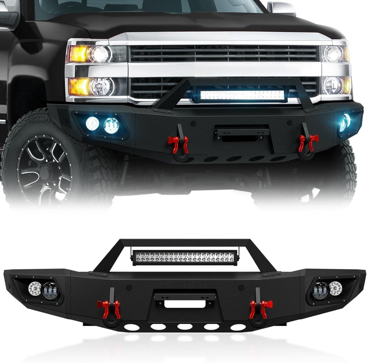 Winch Bumpers for Trucks 15-19 Chevy Silverado 2500 3500 HD Off-Road Bumper Equipped with Winch Plate | Yzona