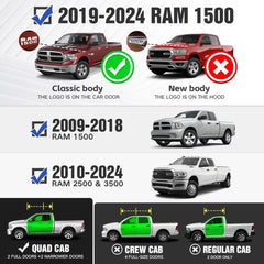 All Black Running Boards for 2009-2018 Dodge Ram 1500 - Included 2019-2024 1500 Classic | 2010-2024 Ram 2500 3500 | Yzona