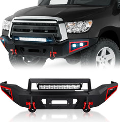 Full Width Replacement Front Bumpers Compatible with 2007-2013 Toyota Tundra Rock Crawler w/5 x LED Lights | Yzona