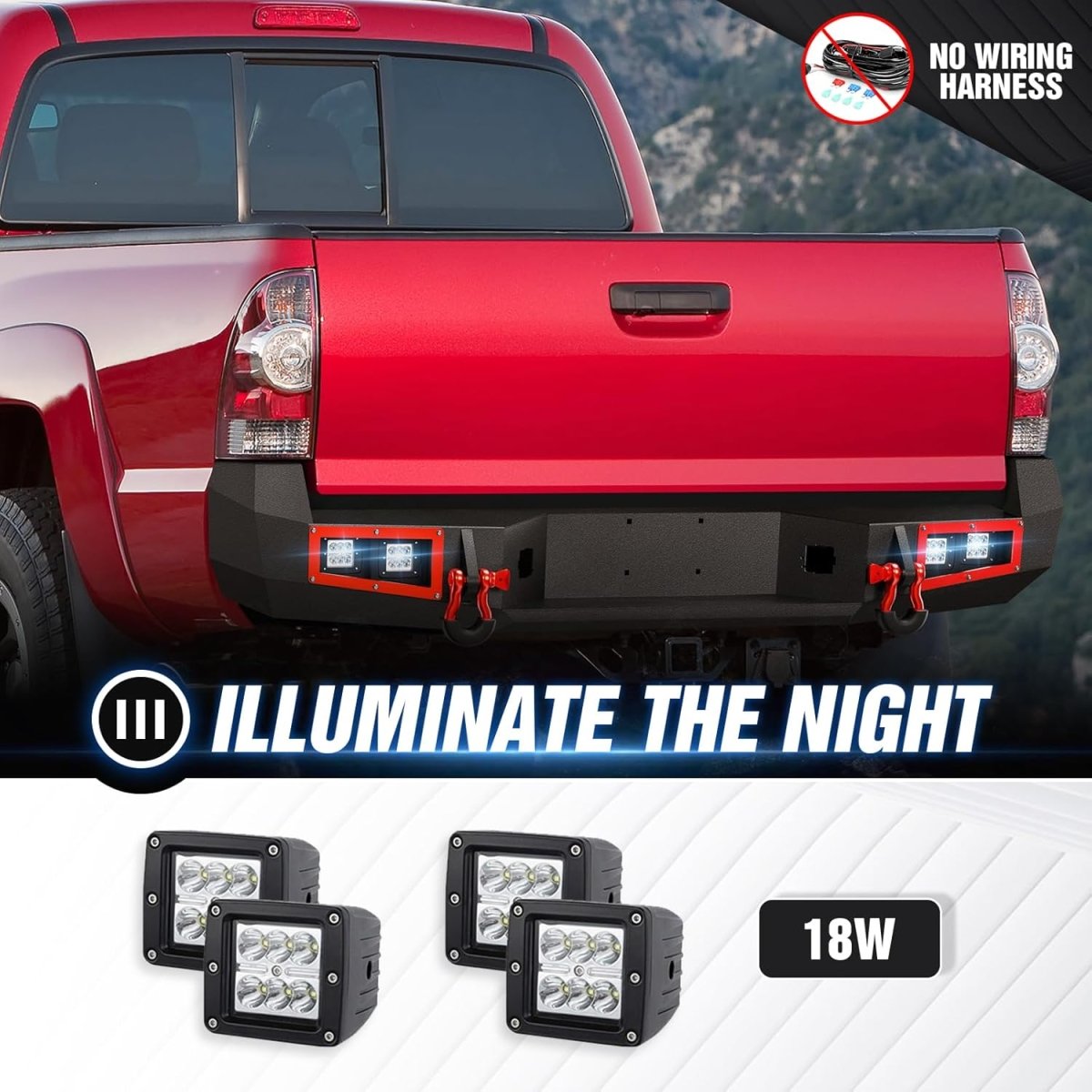 for Tacoma Steel Rear Bumper Compatible with 2005-2015 Toyota Tacoma | Yzona