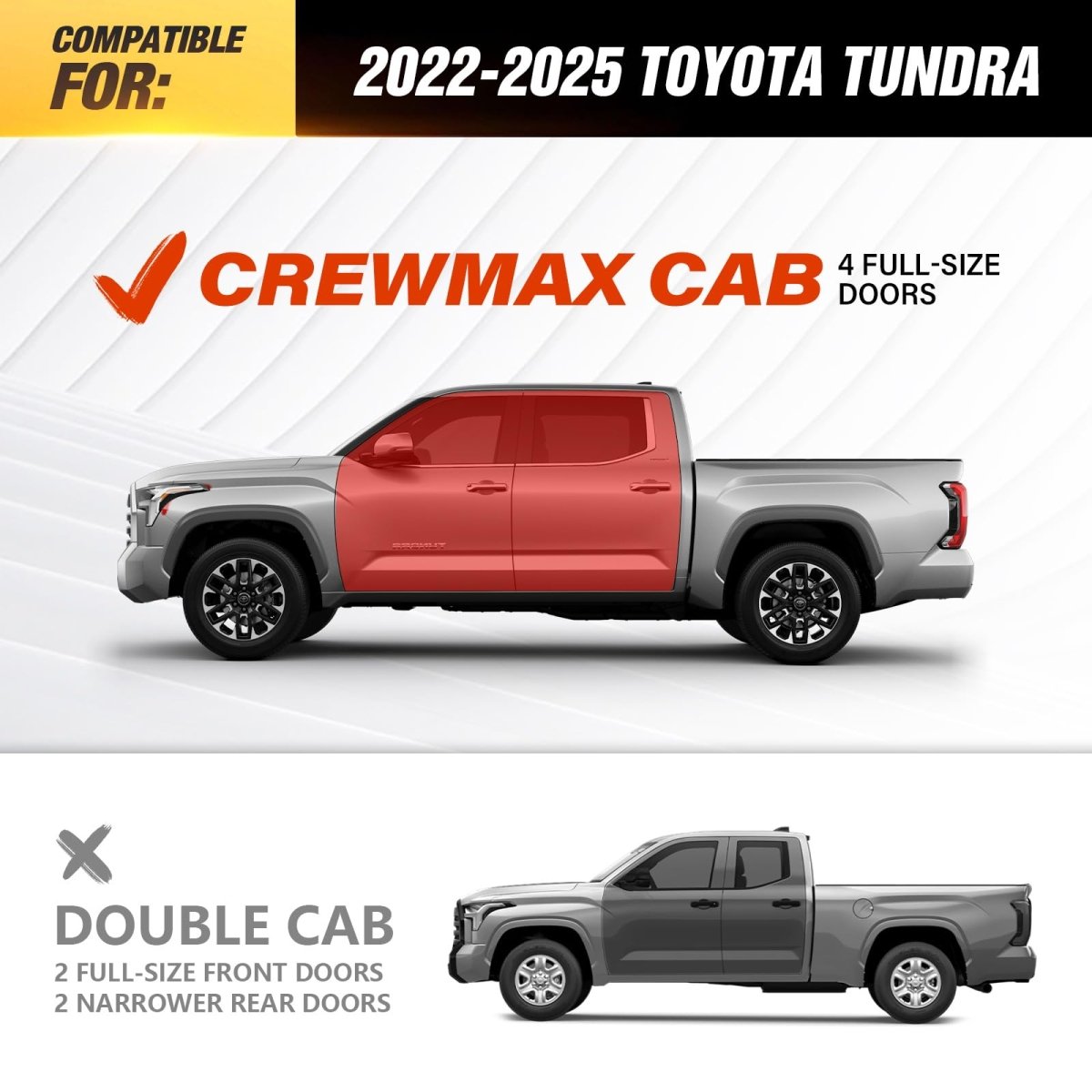 Yzona Two Raised Side Step for Pickup Truck Compatible with 2022-2025 Toyota Tundra CrewMax Cab