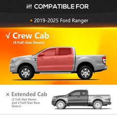 for Rigid Ford Ranger Running Boards Compatible with 2019-2025 Ford Ranger Supercrew Cab (4 Full Size Doors)| Yzona