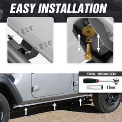 Off Road Running Boards on Trucks for 2018-2025 Jeep Wrangler JL Unlimited 4 Doors Include 4XE Model | Yzona