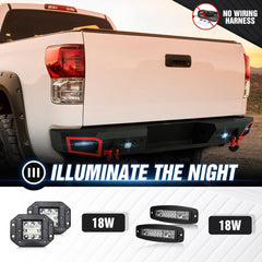 Off-road Rear Step Bumpers Compatible with 2007-2013 Toyota Tundra with Step Plate | Yzona