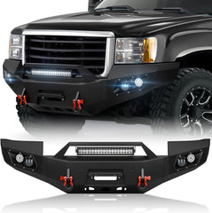 Pickup Replacement Front Winch Bumpers for 2011-2014 GMC Sierra 2500 3500 HD with 5 x LED Lights | Yzona