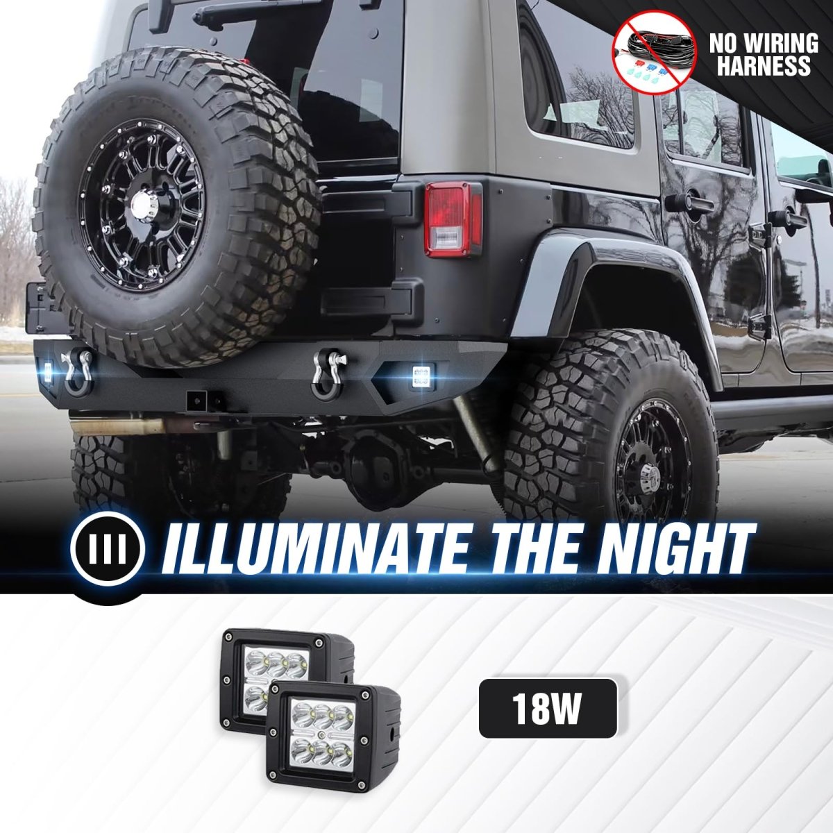 Replacement Truck Bumpers Compatible with 2007-2018 Jeep Wrangler JK JKU Unlimited 2/4 Doors - Yzona