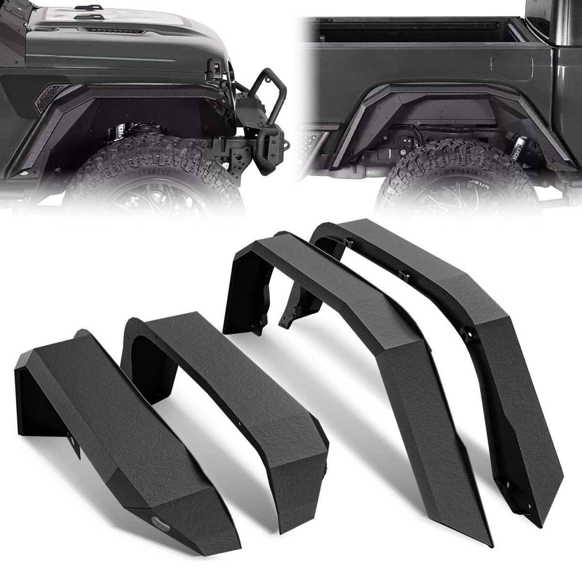 Truck Wheel Fender Flares Compatible with 2020-2024 Jeep Gladiator JT | Yzona