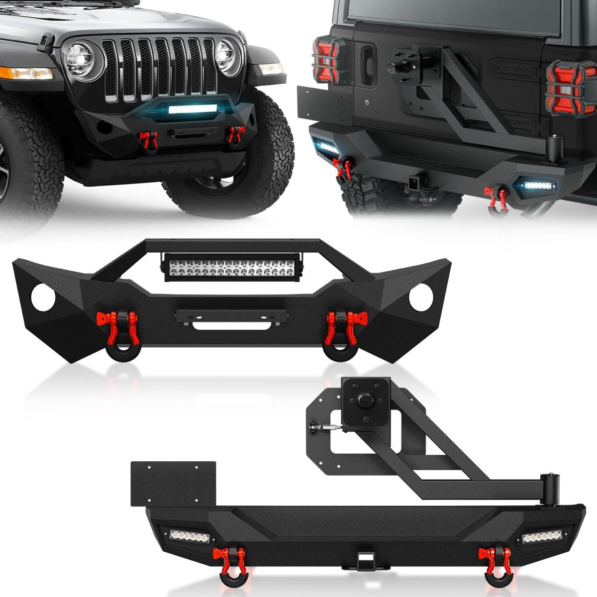 Aftermarket Front & Rear Bumper for 2018-2024 Jeep Wrangler JL JLU w/Sensor Holes | Yzona