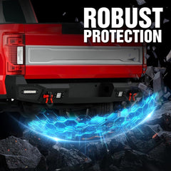 for Rear F350 Bumpers with Winch Compatible with 2017-2022 4th Gen Ford F250 F350 F450 with Paintable Armor | Yzona