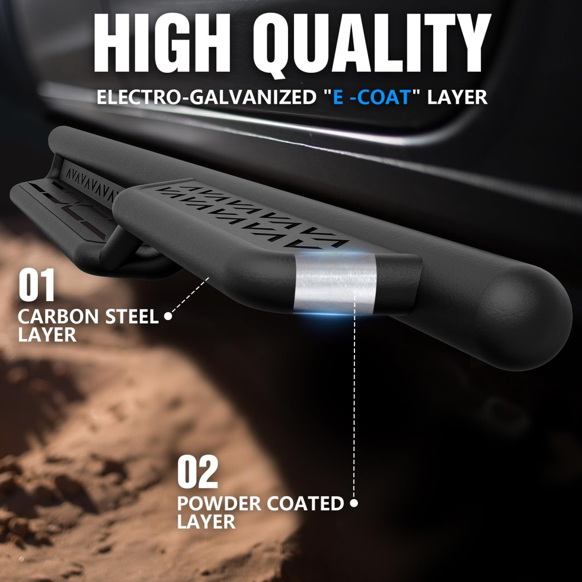 Automotive Running Boards Compatible with 2007-2014 Toyota FJ Cruiser - Yzona