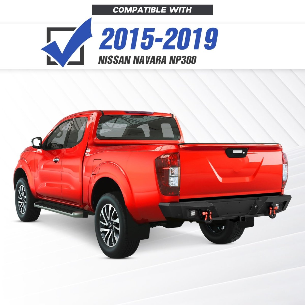 Pickup Truck Rear Bumper Compatible with 2015-2017 Nissan Navara NP 300 - Yzona