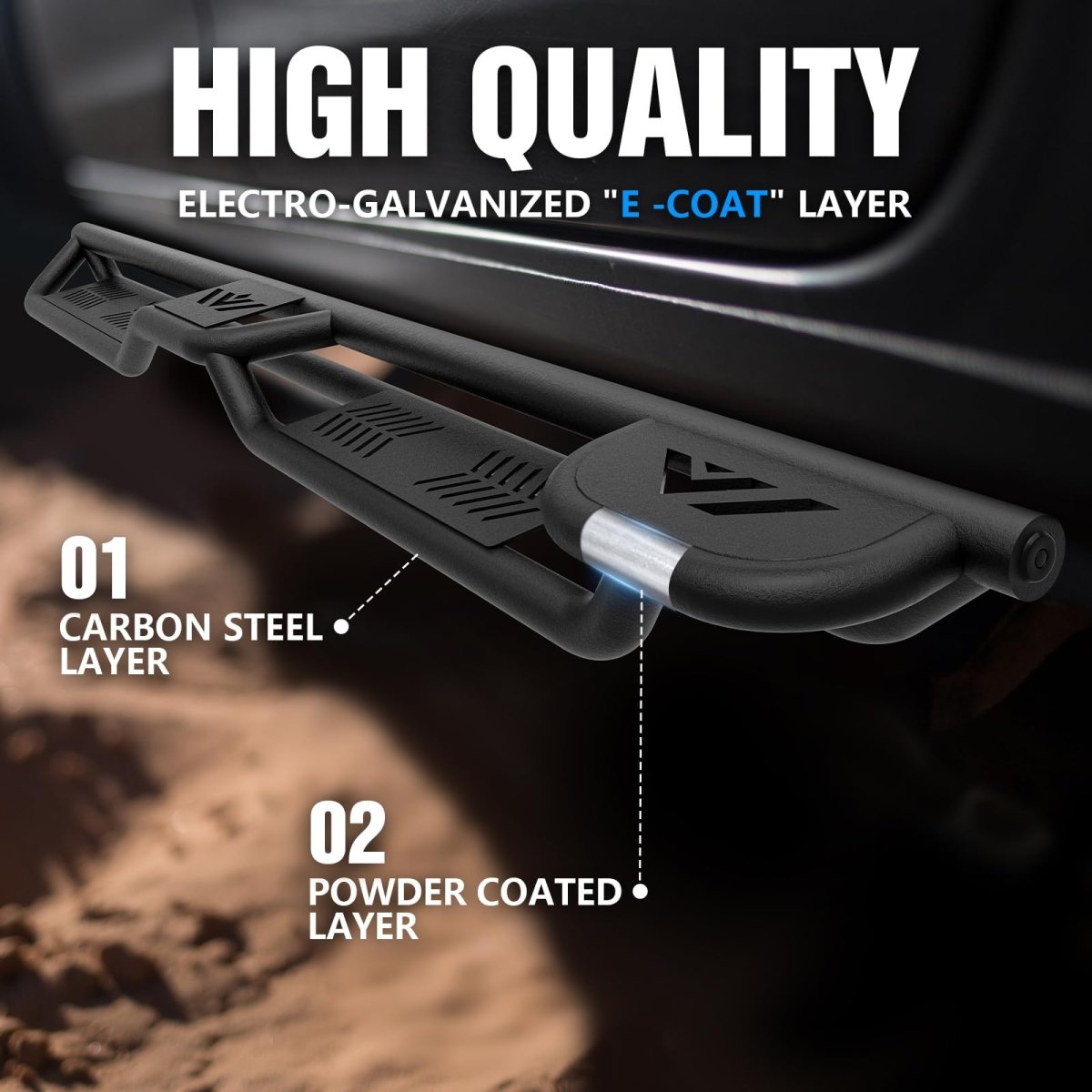 Running Boards for Toyota Tacoma Compatible with 2005-2023 Toyota Tacoma Double Cab & Crew Cab - Yzona