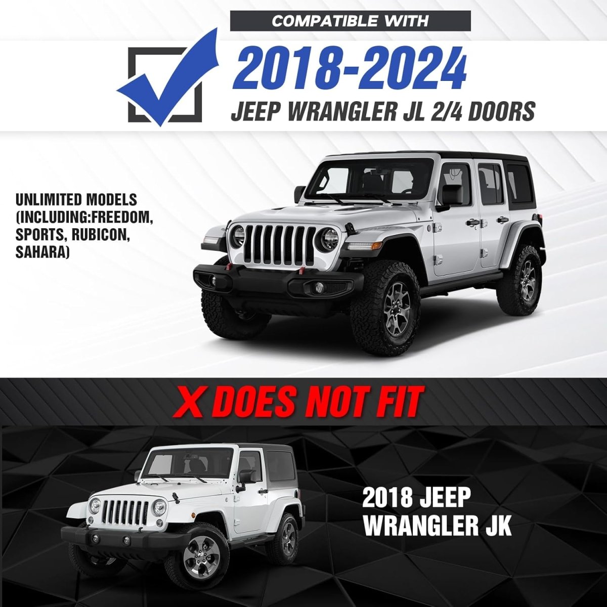 for Front Rear Jeep Wrangler JL Bumpers Compatible with 2018-2024 Jeep Wrangler JL JLU | Yzona