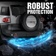 Super Duty Rear Bumpers for 2007-2014 Toyota FJ Cruiser 1st Gen with 2 x 18W LED Lights | Yzona