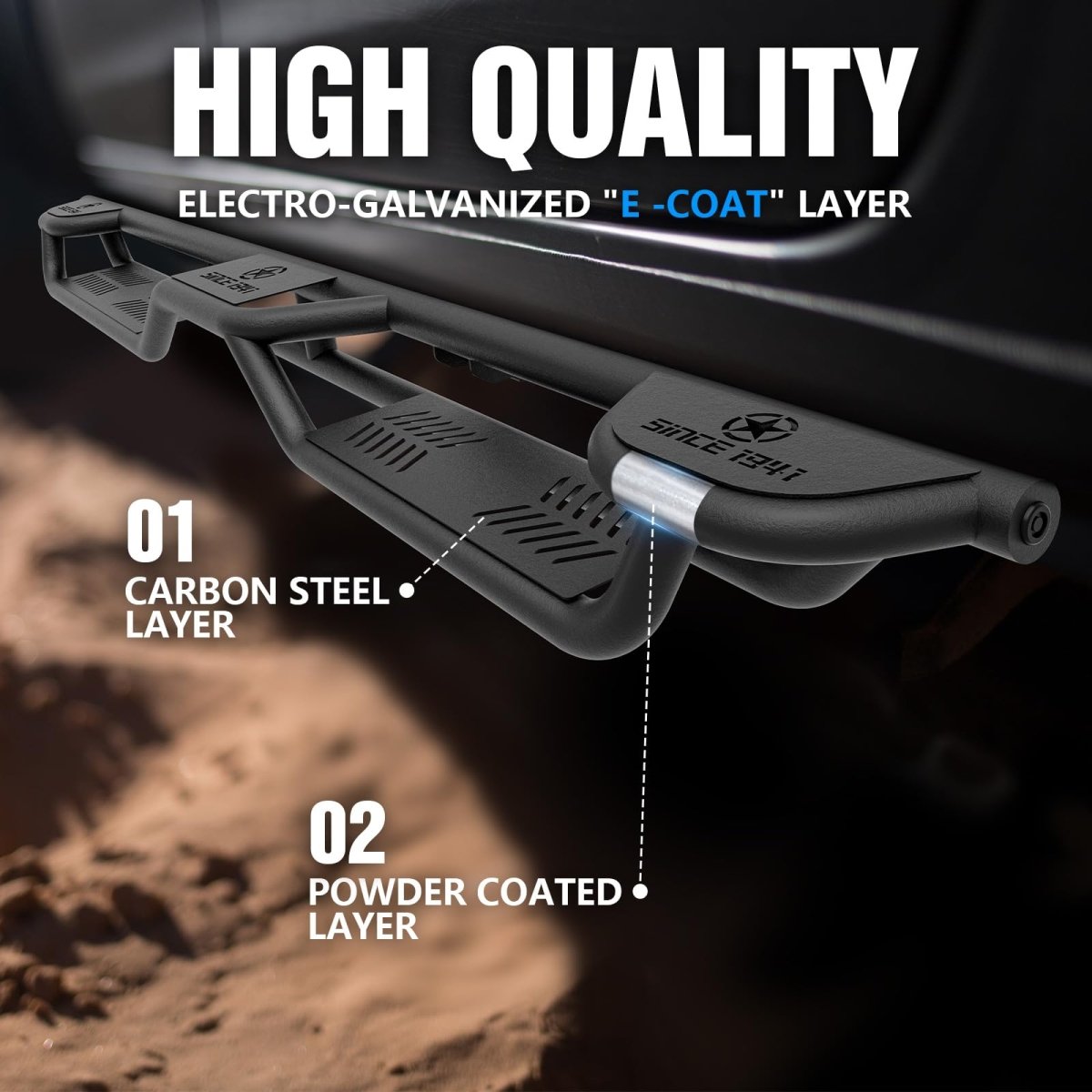 Side Step for Truck Compatible with 2020-2025 Jeep Gladiator JT 4 Door - Yzona