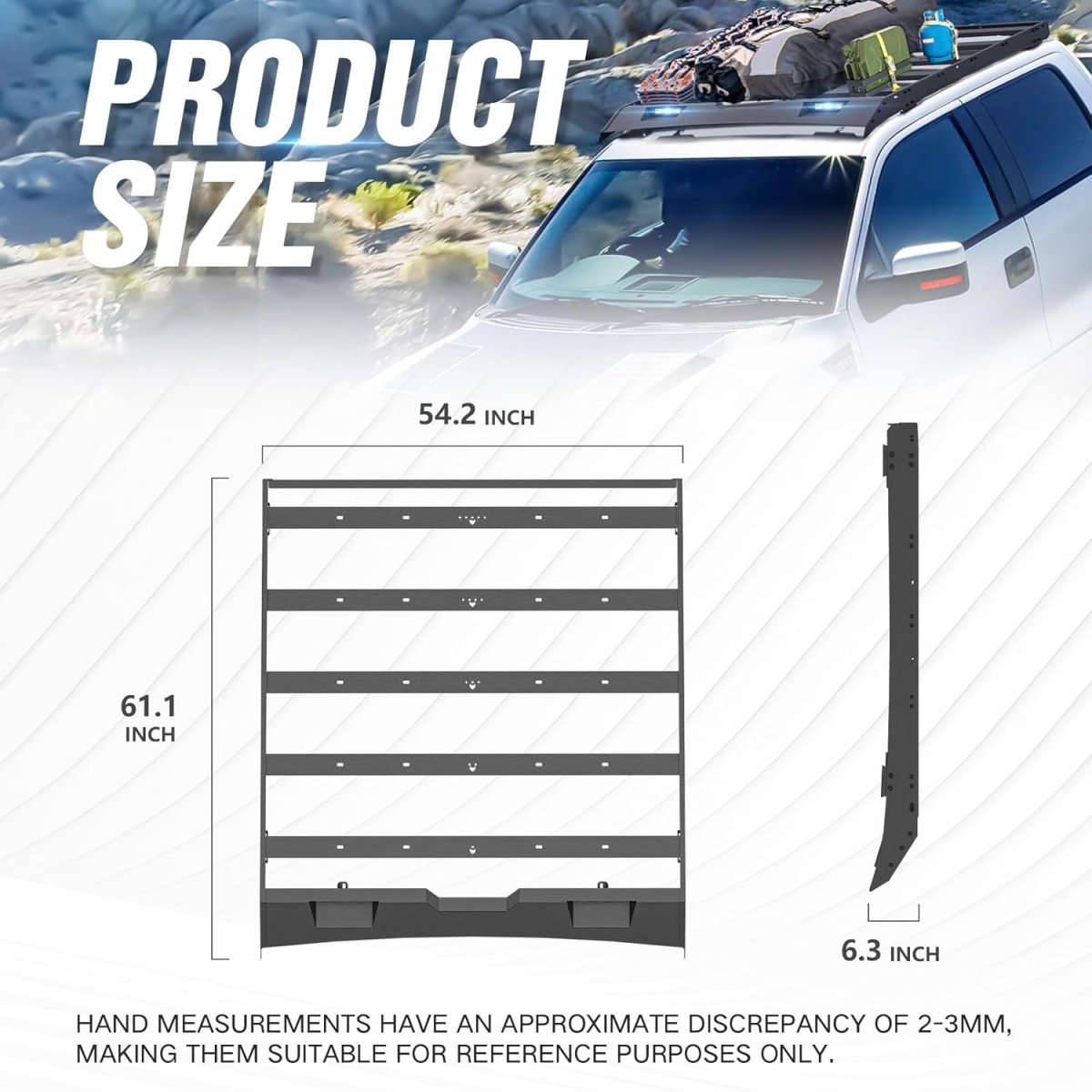 Pickup Roof Rack Cargo Basket Carrier Compatible for 2009-2014 Ford F-150 & Raptor SuperCrew Cab | Yzona