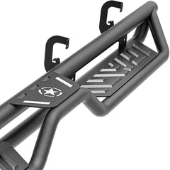 Crew Cab Running Boards Side Steps Compatible for 2007-2018 Chevy Silverado & GMC Sierra 1500, 2007-2019 Chevrolet Silverado & GMC Sierra 2500 3500 CrewCab Nerf Bar, Two Stairs Design Star Logo